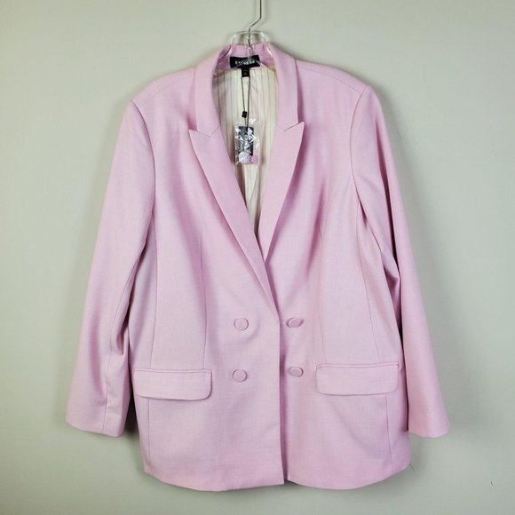 Express Pink Double Breasted Boyfriend Blazer Size - Picture 4 of 9